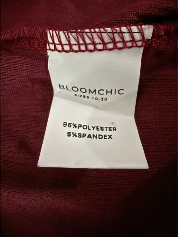 Bloomchic NEW Corduroy Dress Size 26 Red Maroon Flare Trumpet Pleated Coquette - Image 9