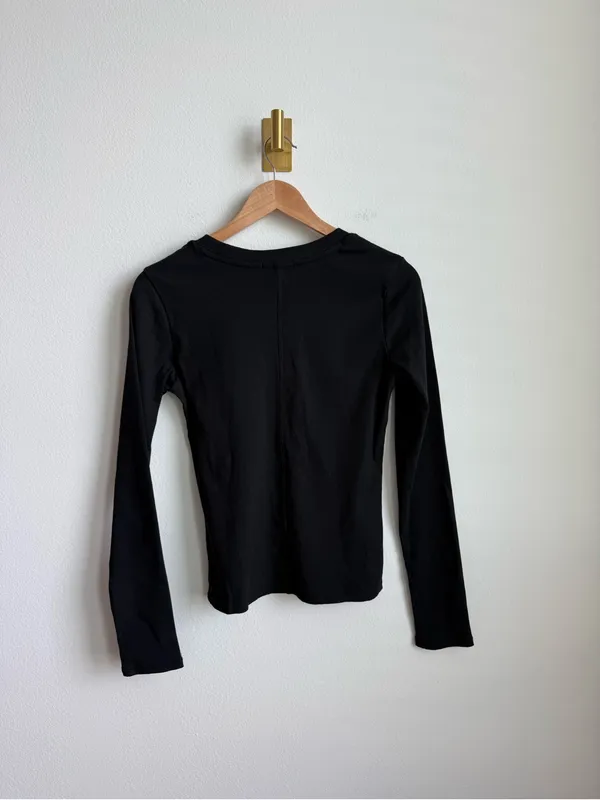Z Supply Sirena Rib Long Sleeve Scoop Neck Tee Black Women's Medium - Image 7