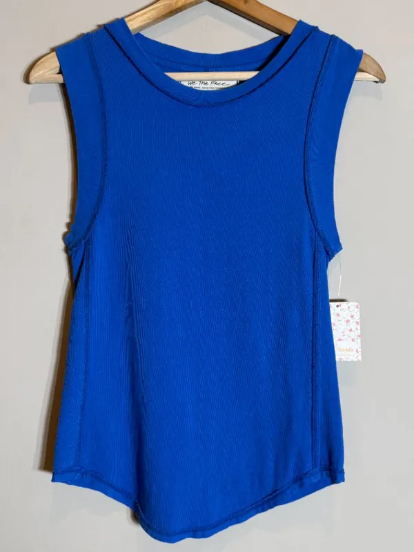 Free People We The Free Go To Tank Top Women's XS Dragonfly Blue Bohemian NWT - Image 3