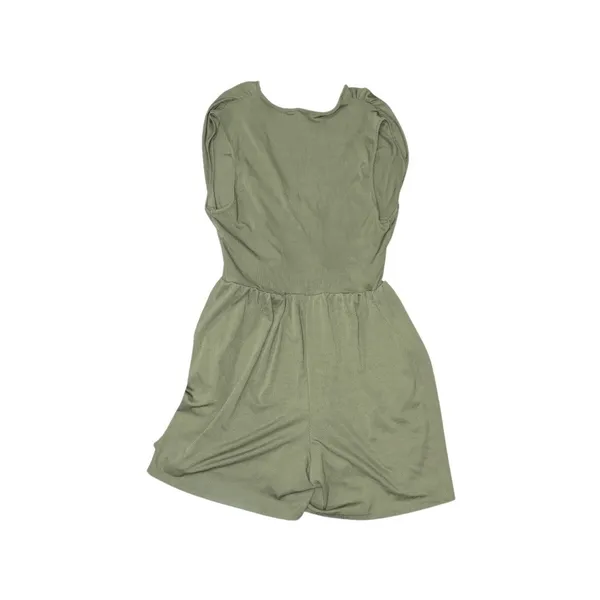Cider Green Jersey V-Neck Ruched Romper Plus SZ 1XL One piece Casual Wear Shorts - Image 2