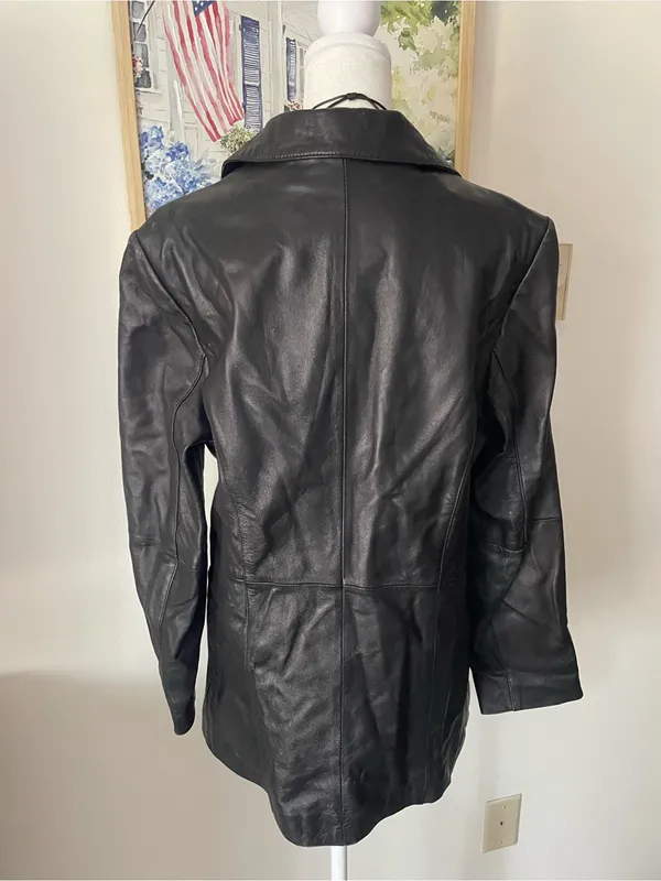 Wilsons Leather 90s Y2K Pelle Studio Black Sleek Jacket Medium - Image 8
