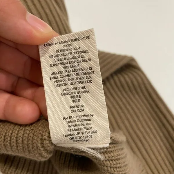 Free People Ribbed Knit V Neck Sweater XS Tan Fitted Cropped Boho - Image 8