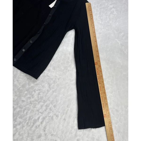 Madewell Flared-Sleeve Cardigan Sweater Black Button Up Crewneck Variegated XS - Image 8