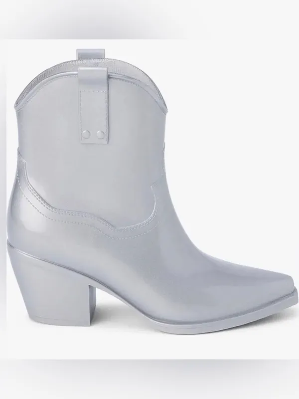 Beach by Matisse Oakley Water Resistant Western Rain Boot Metallic Silver 8 NIB - Image 4