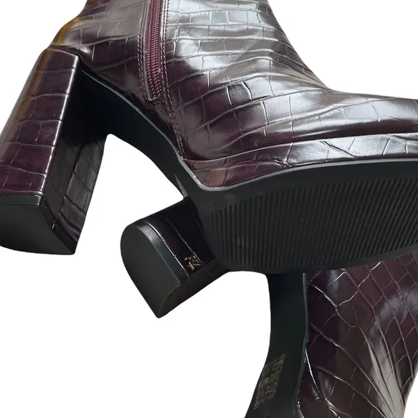 NEW RACHEL ZOE Maya Platform Bootie Crocodile Embossed In Deep Mahagony - Image 7