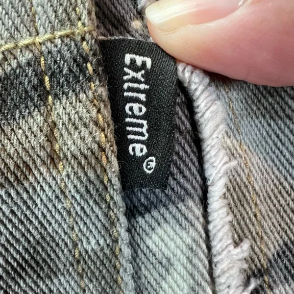 Made Extreme Jungle Camo Cargo Jeans Gray Green Loose Straight Streetwear 33x30" - Image 13