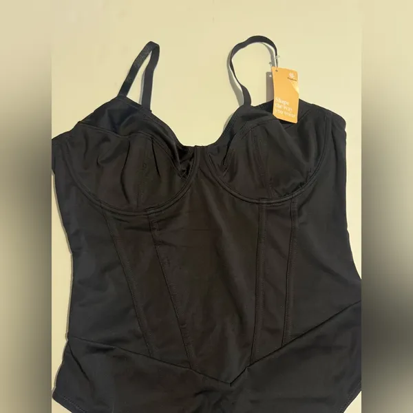 Popilush Corset Bodysuit Built in Bra V Neck Tummy Control Thong Shapewear NEW - Image 4