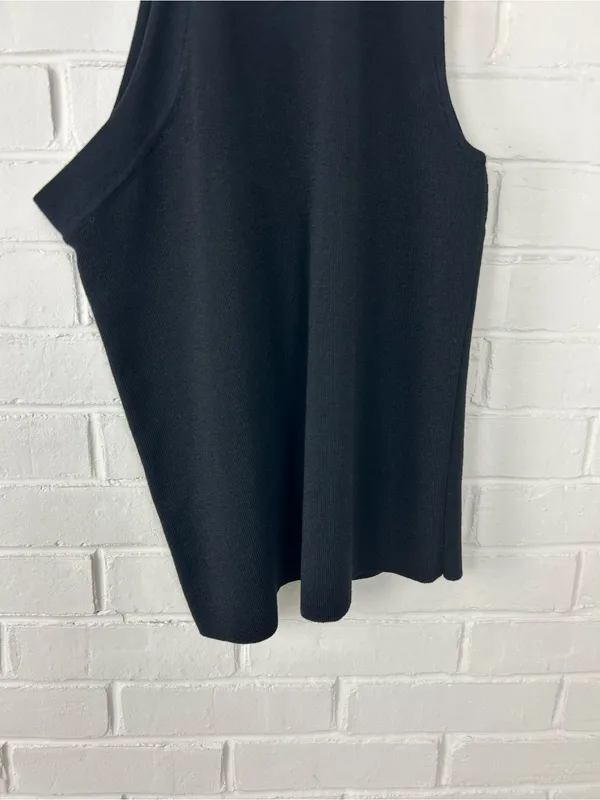 Zara Black Knit One Shoulder Tank Top Size M - Image 5