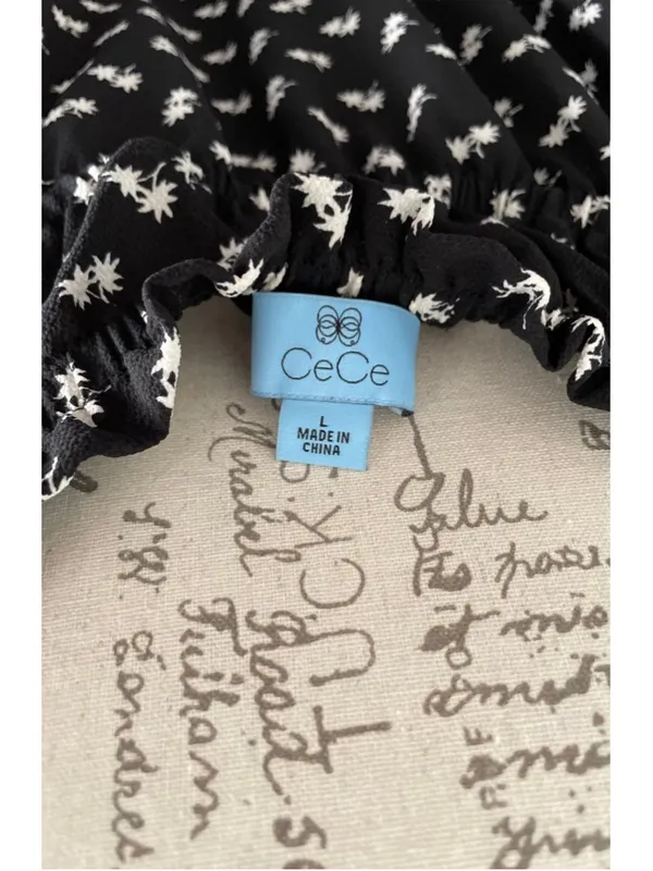 CeCe - Size Large - black w/ivory floral - Image 5