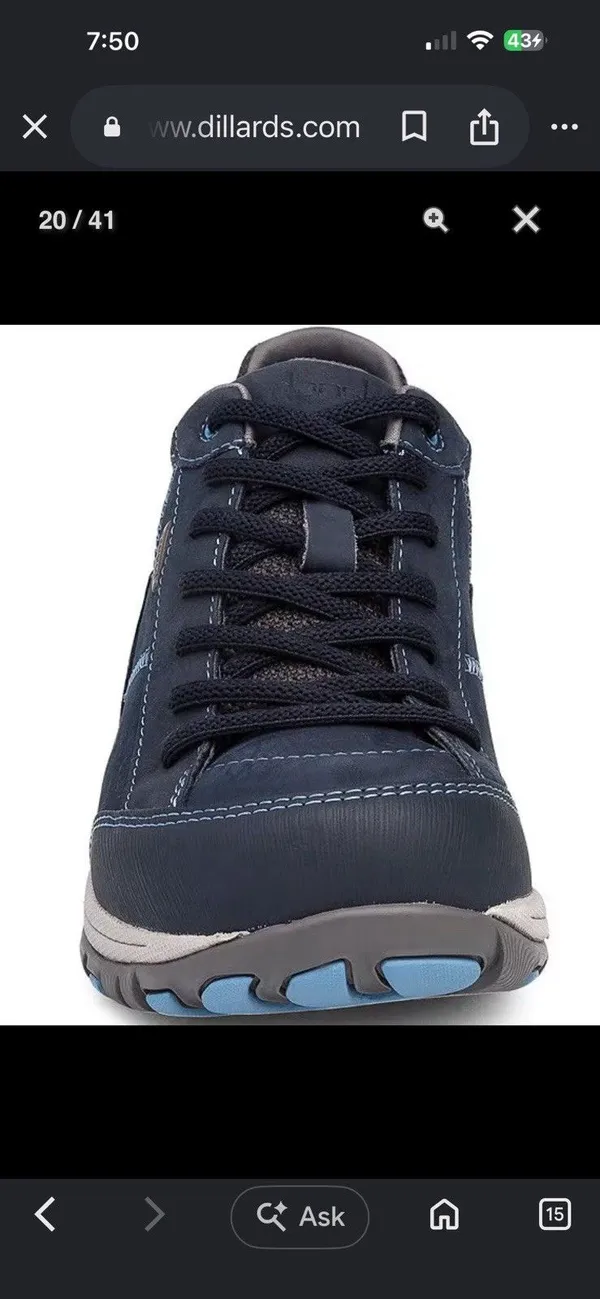 Dansko Paisley Hiking Shoes Womens 40 Navy Blue Waterproof Suede Vibram Sneakers - Image 12