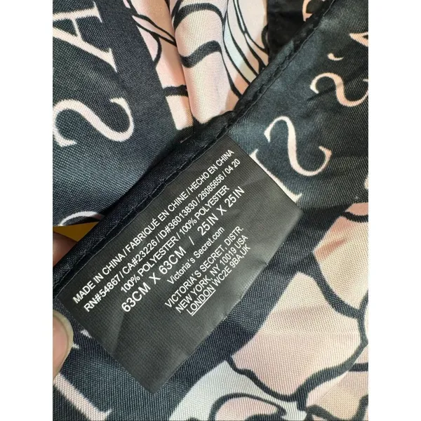 Victoria’s Secret Bombshell Floral Satin Square Scarf Pink & Black 25" - Image 7
