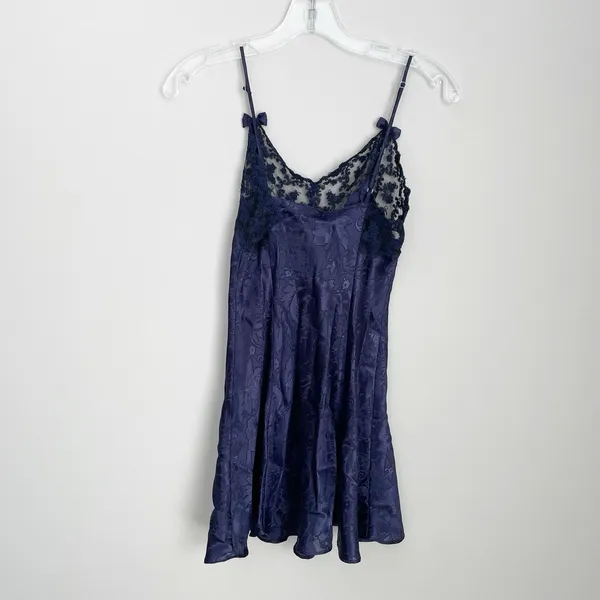 Victorias Secret Size XS Blue Slip Dress Lingerie Lace Floral Romantic - Image 5