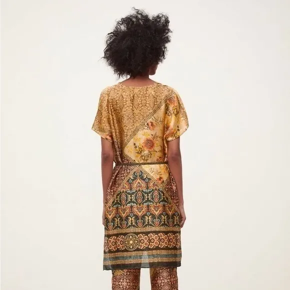 ZARA Women's Designer Bohemian Hippie Tunic Paisley Kaftan Belt - Image 10