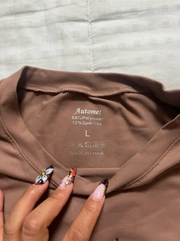 Bronze Long Sleeve Crop Top Brown Size L - Image 3