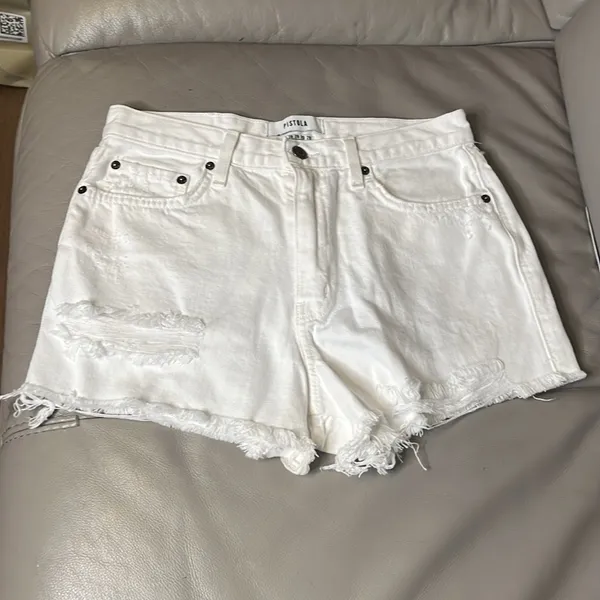 Pistola Nova High Rise Distressed Jean Shorts Size 28 Luxe White A-15 - Image 3
