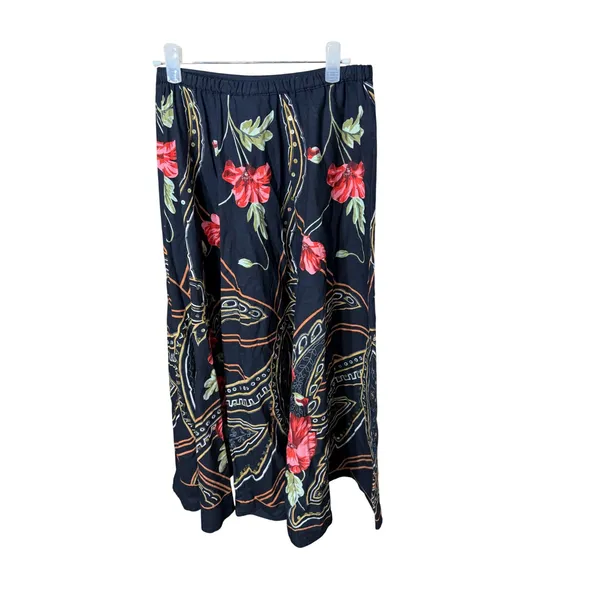 Le Mieux Studio Womens Black Floral Paisley Cotton Sequin Maxi Skirt Small - Image 6