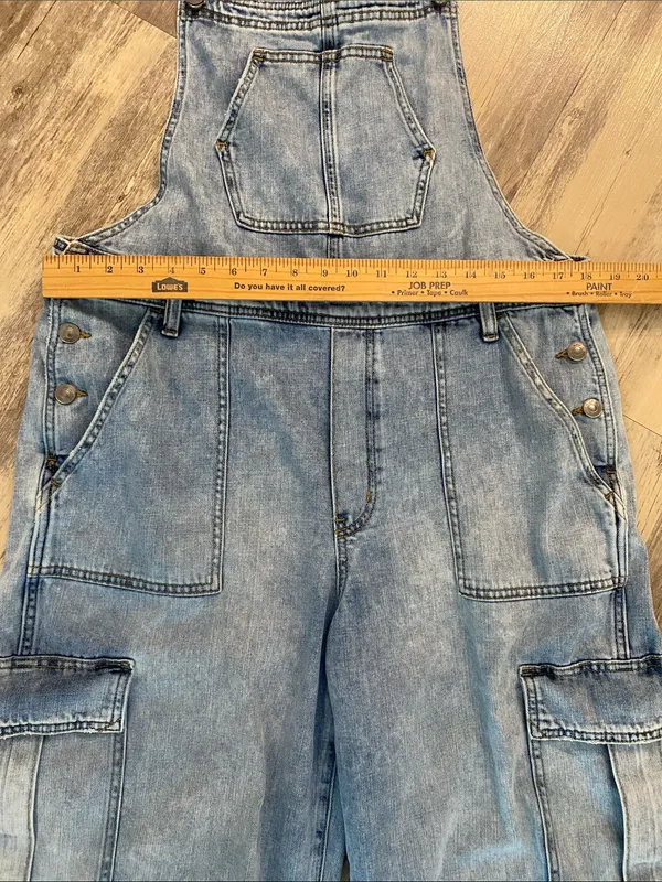Aerie Cargo Denim Utility Overalls Dungarees Blue Size XL - Image 2