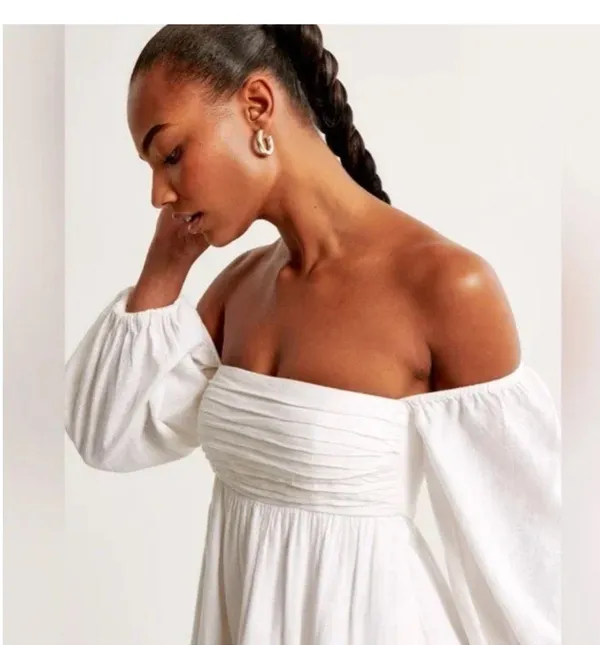 Abercrombie Dress White Mini Linen - Image 4