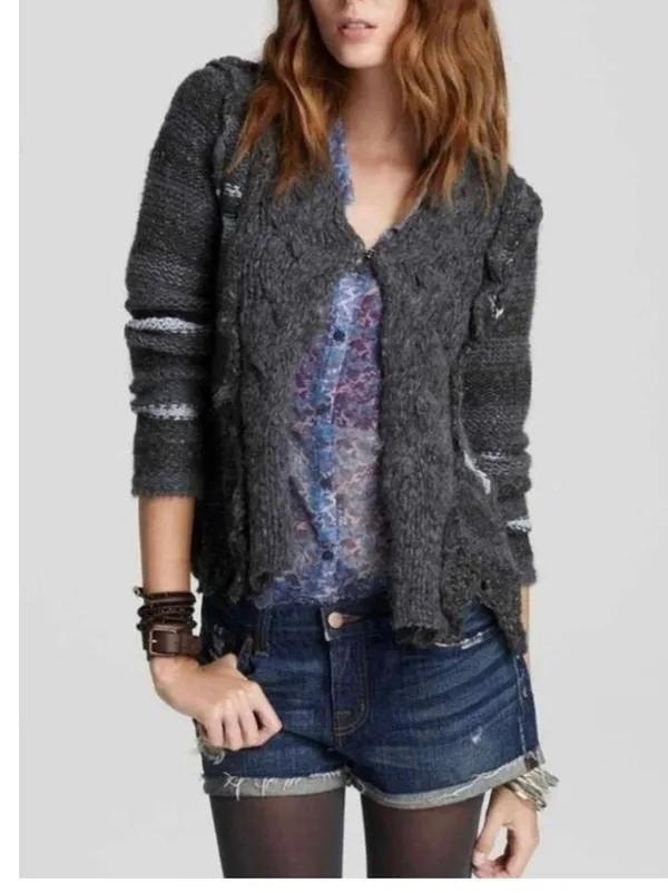 Free People charcoal braided cardigan - Image 2