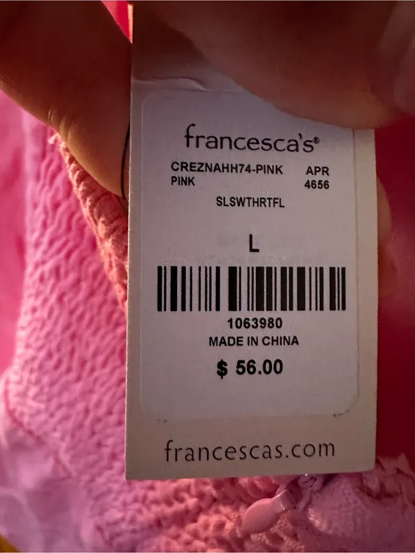 Francesca's Crezna Sweetheart Smocked Ruffle Mini Dress Linen Blend Large - Image 7
