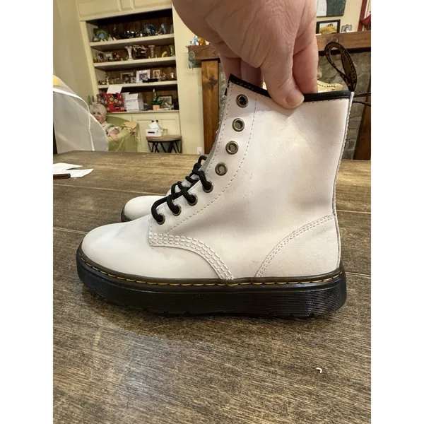 Dr. Martens Zavala Combat Women'S Boots White Patent Leather‎ Size 6 - Image 3