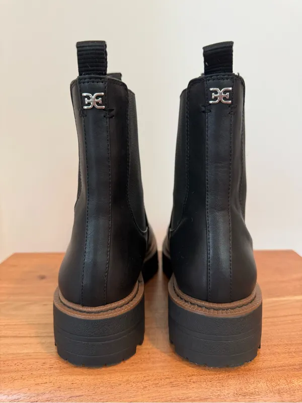 Sam Edelman Laguna Waterproof Lug Sole Chelsea Boot Black Leather Size 8 NWOB - Image 7
