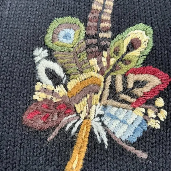 Vintage‎ Wool Blend Susan Bristol Cardigan Embroidered Floral Sweater Small - Image 2