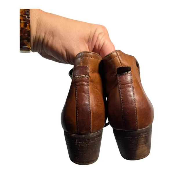 Clarks Maypearl Ramie Cognac Brown Leather Block Heel Zip Up Ankle Boots Sz 11 - Image 4