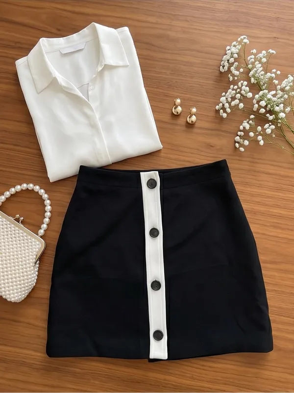 Kate Spade Black & White Skirt • Chic Boutique Mini Skirt - Image 3