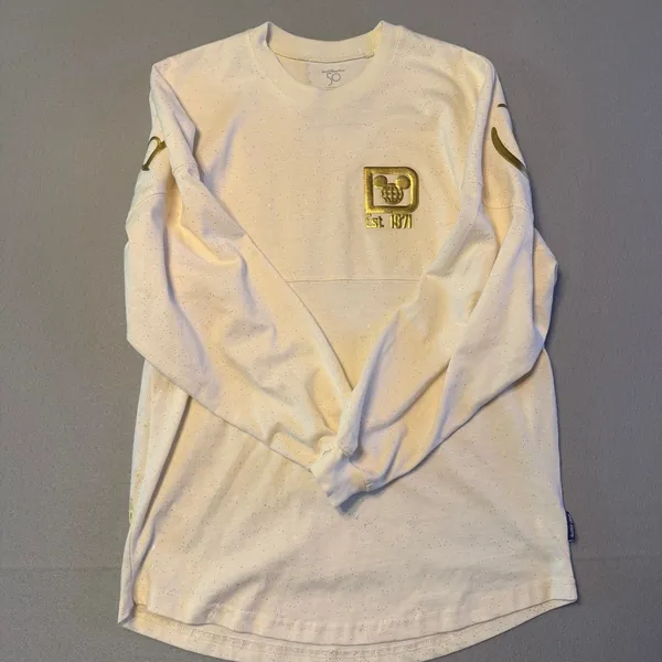 Disney Spirit Jersey 50th Anniversary Castle Top Cream Gold Women XS - Image 3