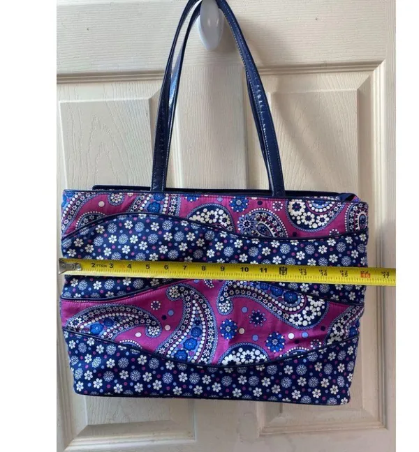 Vera Bradley Blue Pink Quilted Fabric Tote Bag - Image 5
