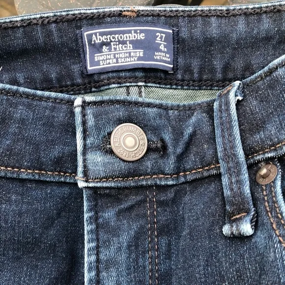 Abercrombie & fitch Simone high rise super skinny women’s size 27 4R dark‎ wash - Image 9