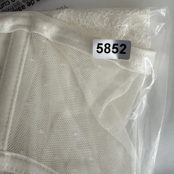 Auden Intimates Ivory Lace Longline Bra Bustier Sheer Dot Mesh Underwire‎ Large - Image 9