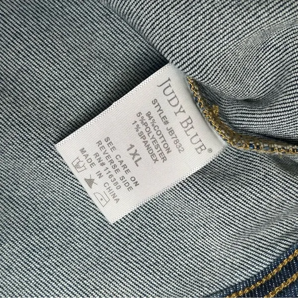 Judy Blue Classic Dark Wash Cotton Blend Denim Jacket Women’s Plus Size 1X - Image 10