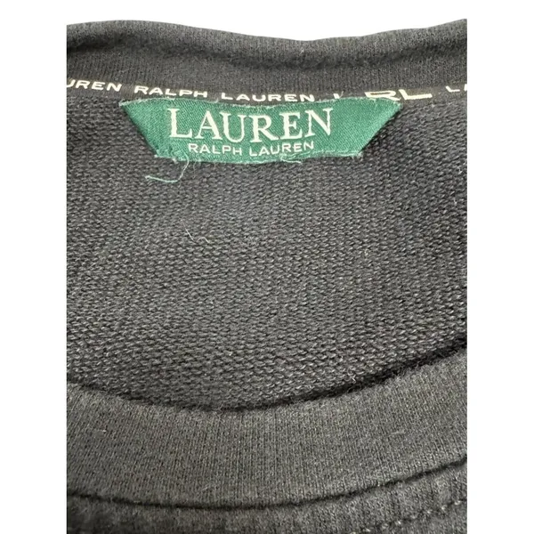 Lauren Ralph Lauren Black‎ Crewneck Sweatshirt Minimalist Pullover M/L - Image 7