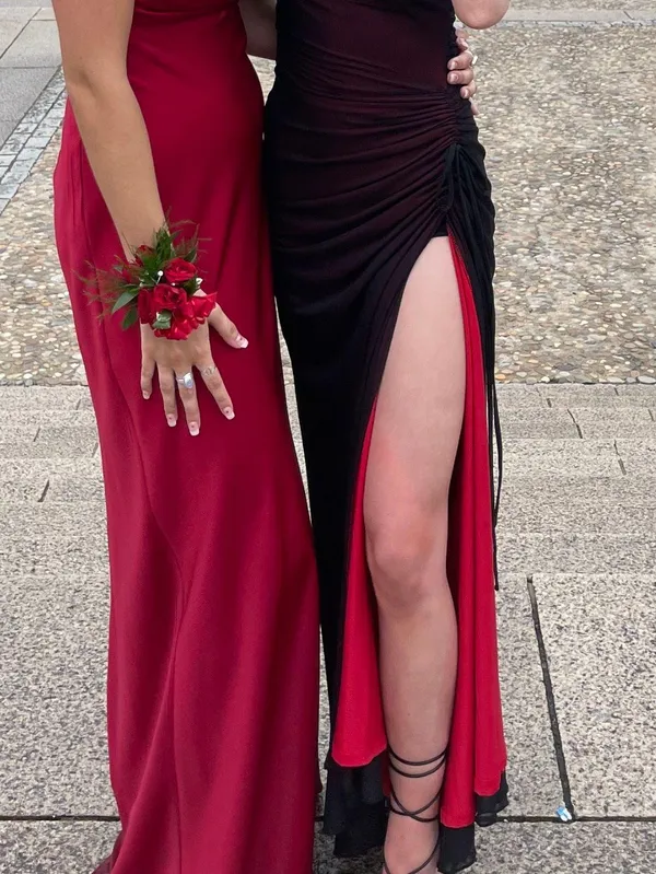 Prom Dress - Black mesh Over Red - Image 6