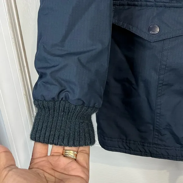 Hollister Women's California All-Weather hooded blue parka jacket - Size Small - Image 8