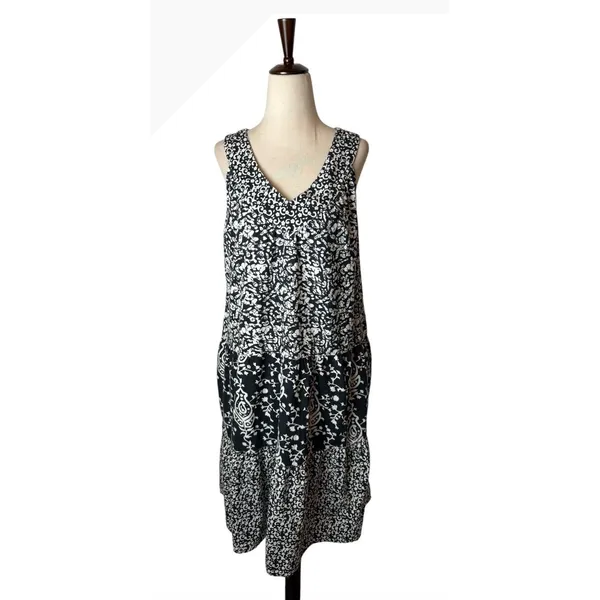 The Vermont Country Store Midi Dress Women Small Black White Cotton Boho - Image 2