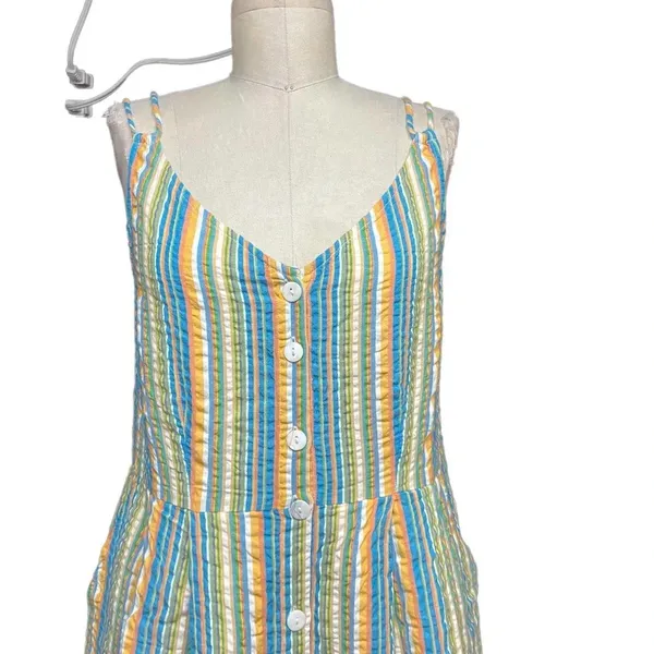 Roller Rabbit Seersucker Lindy Dress Rainbow‎ Stripe Size Medium - Image 4