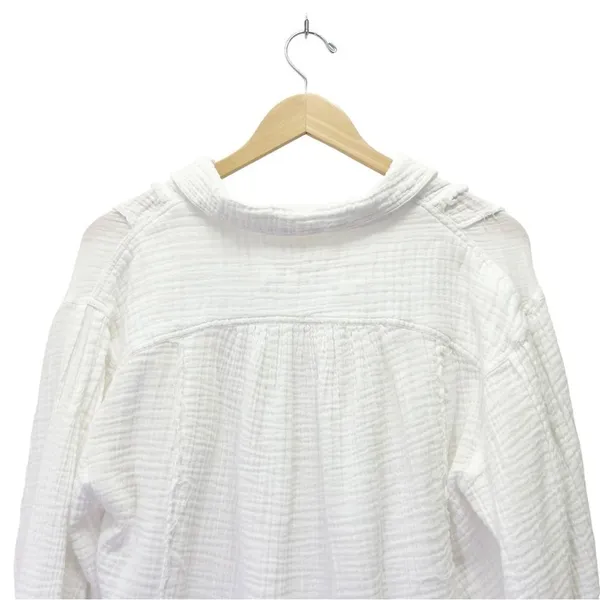 Free People Cozy Dreams Top Textured Cotton Loose Pullover in Soft White Size XS - Image 6