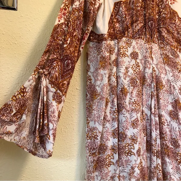 Free People Lady Luck Dress L Cream/Rust - Image 8