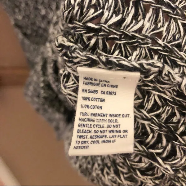 American Eagle Cotton Button Front Cardigan‎ Heather Marled Black White Small - Image 3