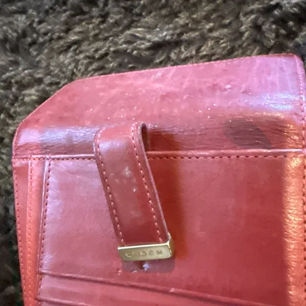 red Coach leather bifold wallet. - Image 13