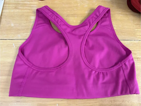 Peloton Hot Pink Racerback Sports Bra with Black Logo - Image 2