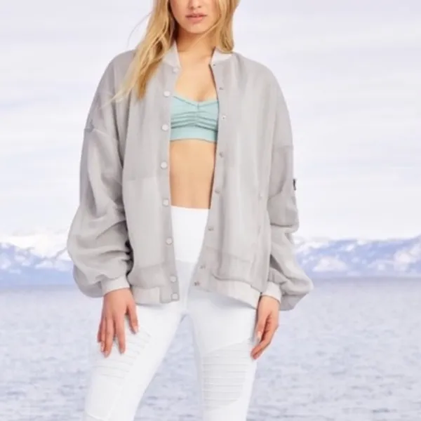 Alo Yoga‎ Field Mesh Jacket Full Zip Dove Grey large - Image 11