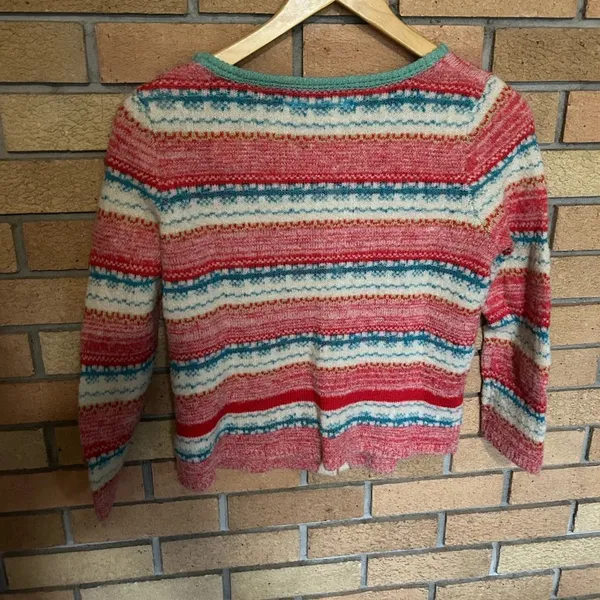 Anthropologie Sparrow Wool Blend Multicolor Fair Isle Cardigan Sweater Size M - Image 4