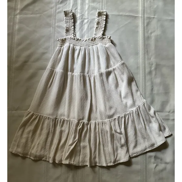 American Eagle Ivory Babydoll Dress with Smocked Bodice Size XS Lined boho style - Image 6