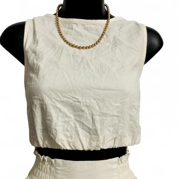 Maple Sleeveless linen Crop Top White Size M - Image 3