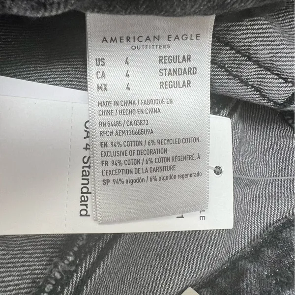 American Eagle highest rise mom jeans size 4 NWT grey distressed denim - Image 7