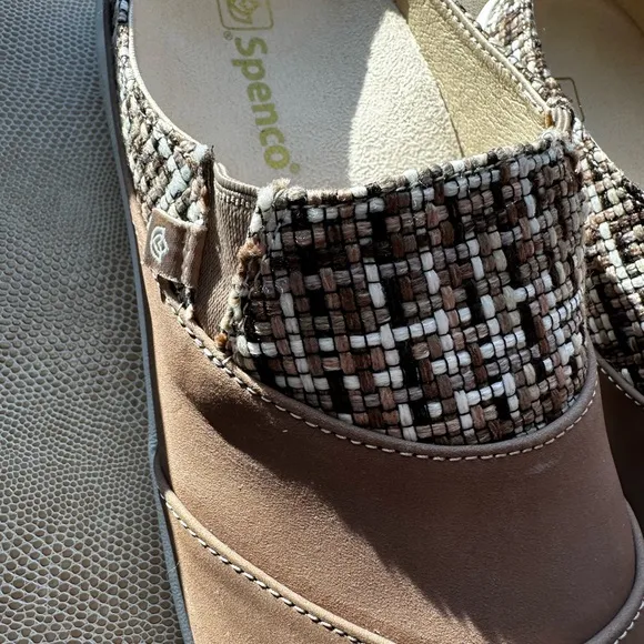Elegant Brown Women's Mules with Patterned Trim - Image 3